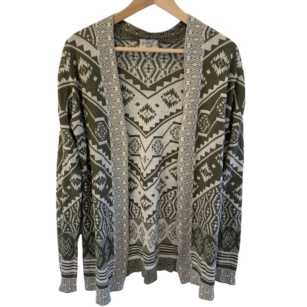 Hippie Rose Olive Green open cardigan.